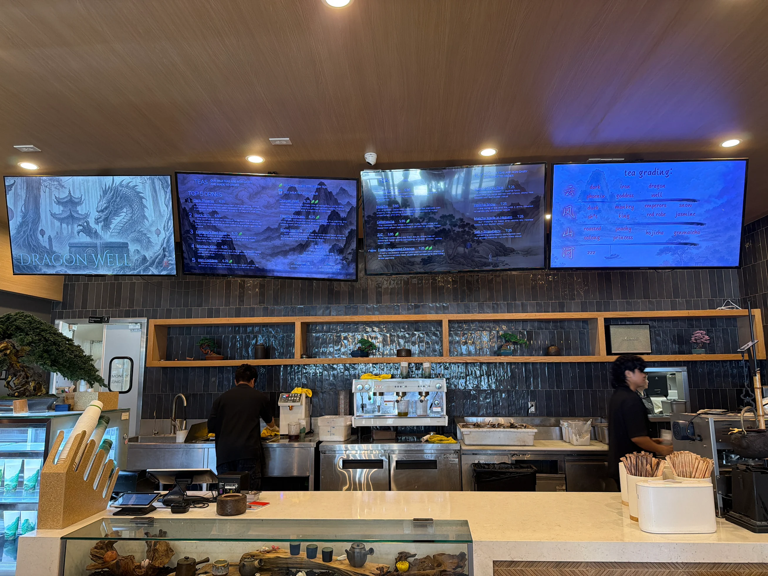 Barista preparing drinks