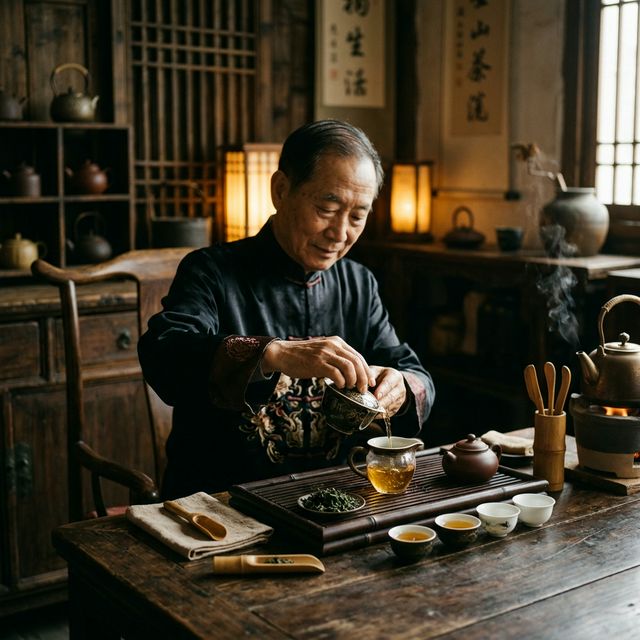 Tea master performing traditional ceremony